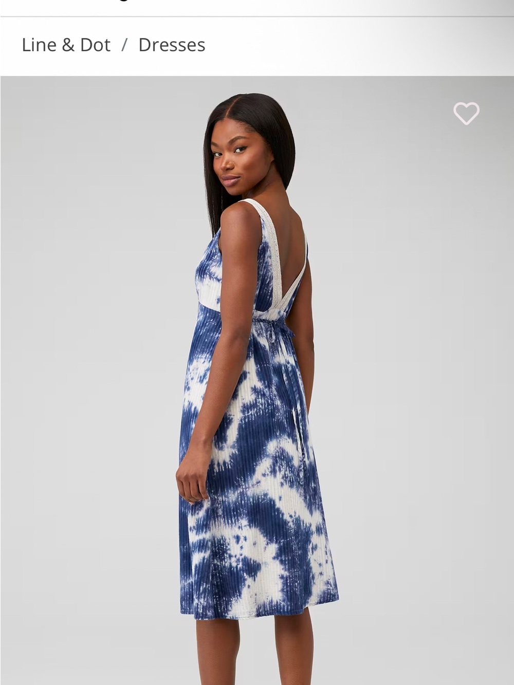 Line & Dot Navy and White Tie-Dye Sleeveless Midi Dress